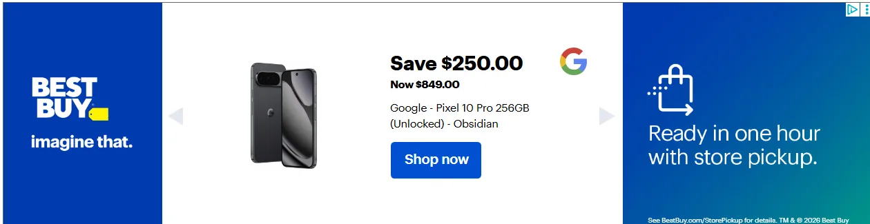 Placeholder advertisement, electronics retailer