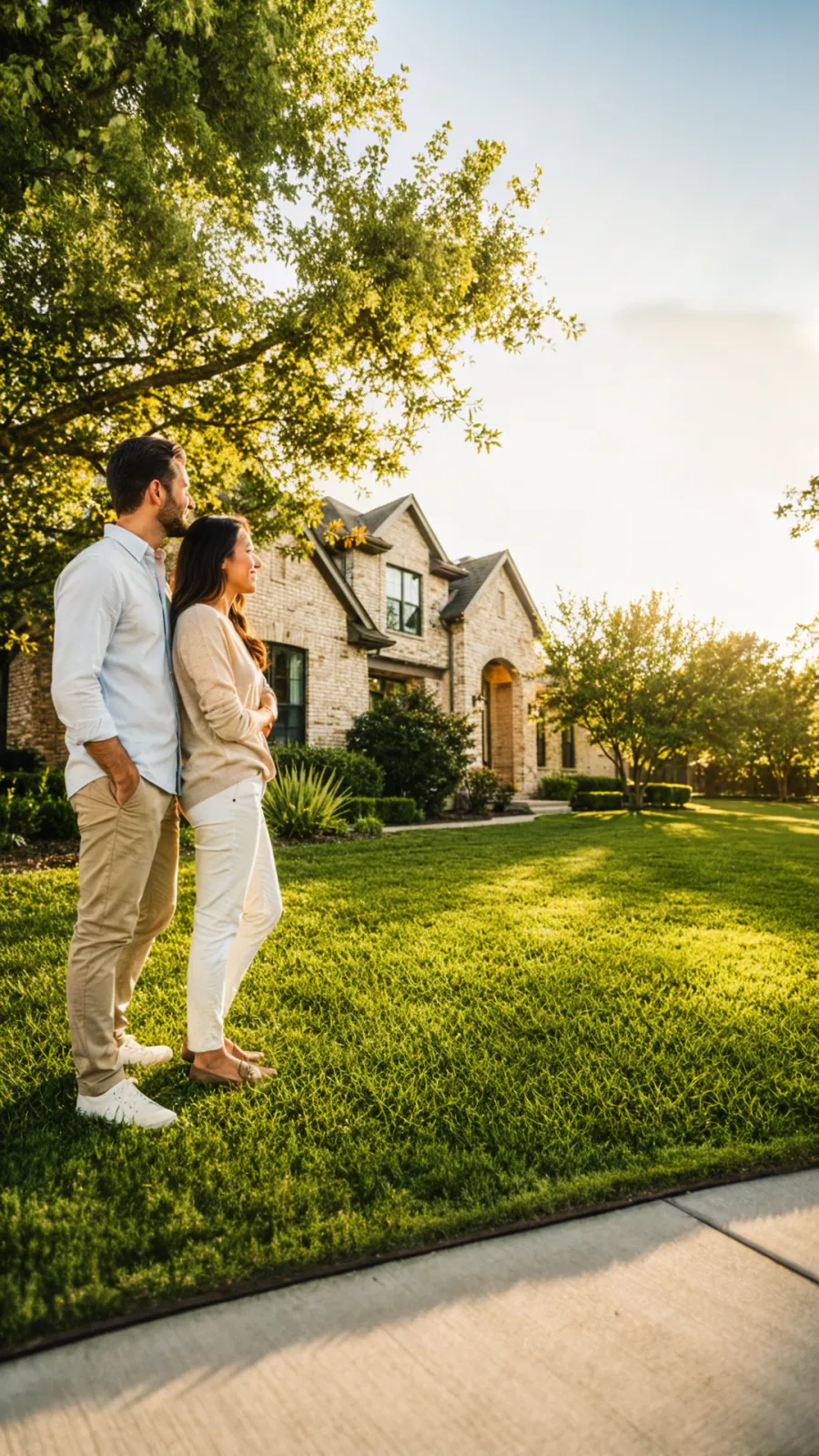 A couple outside their first home