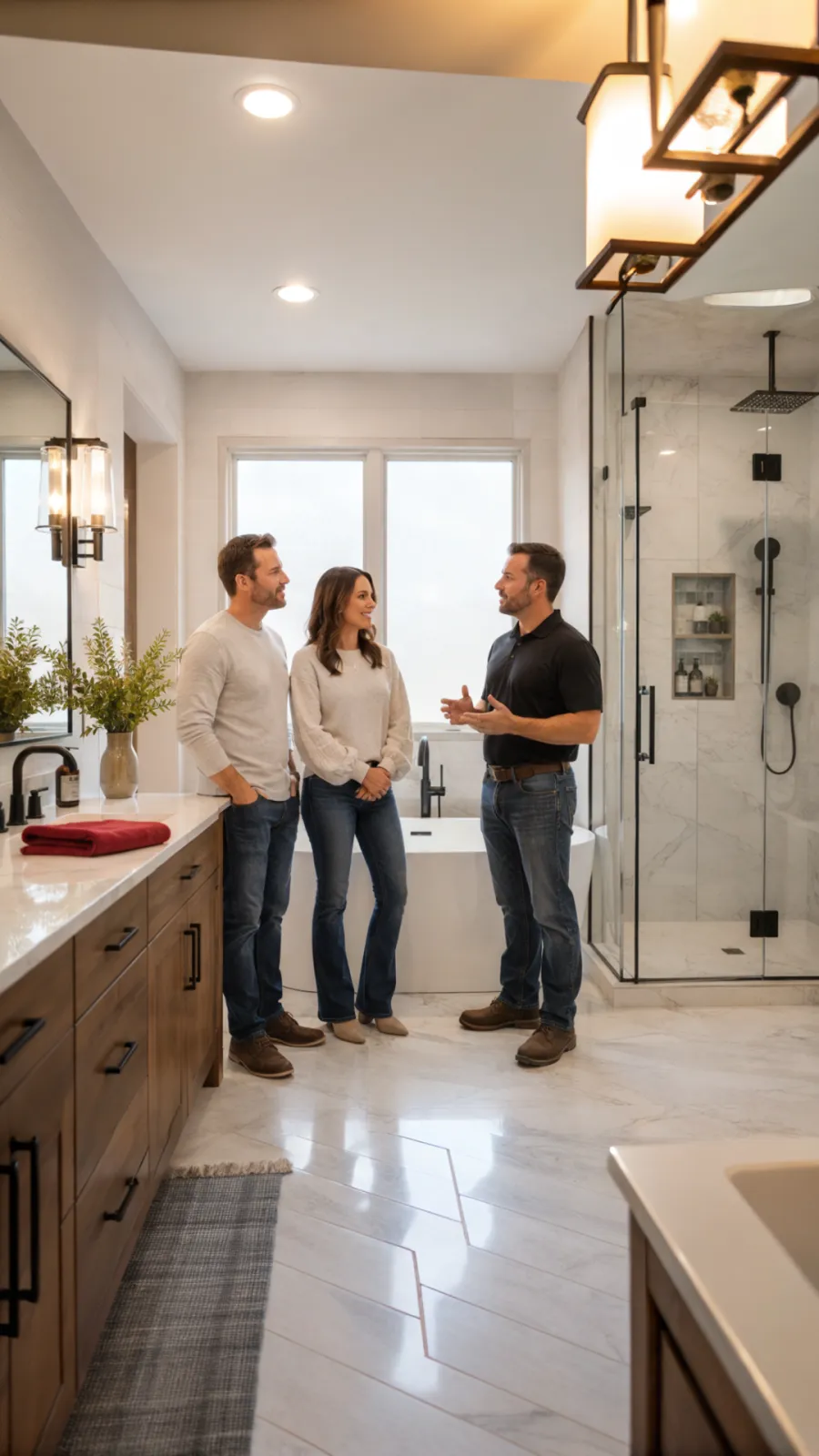 Vertical listing reel of a remodeled bathroom