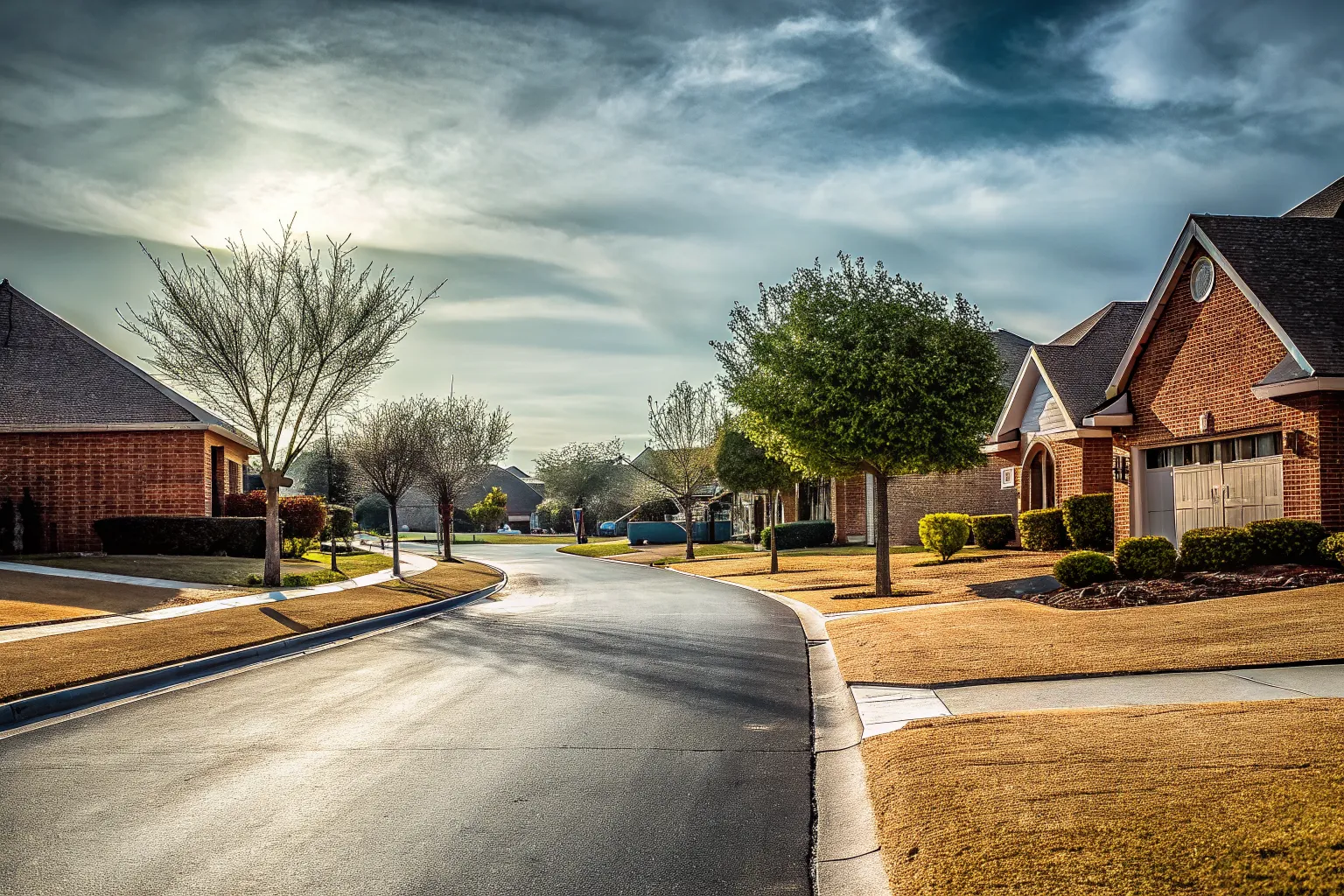 A residential street in Burleson, TX